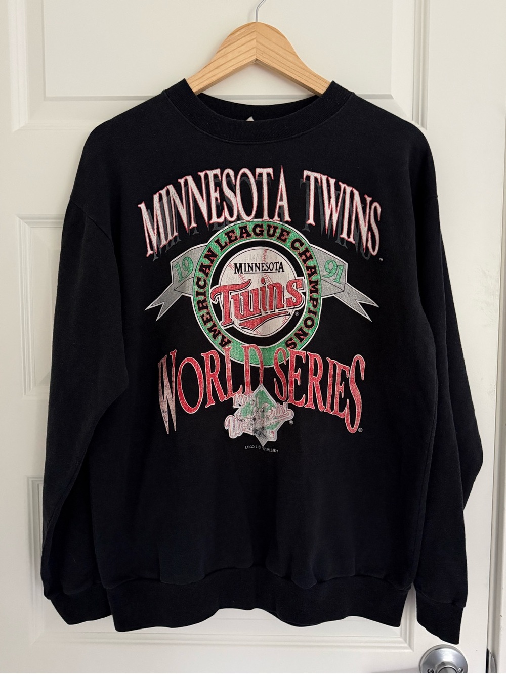 VINTAGE MINNESOTA TWINS WORLD SERIES SWEATSHIRT XL 1991 90S MLB LOGO 7 BASEBALL